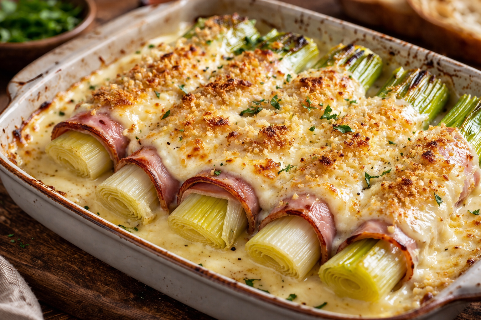 Leek and Ham Mornay