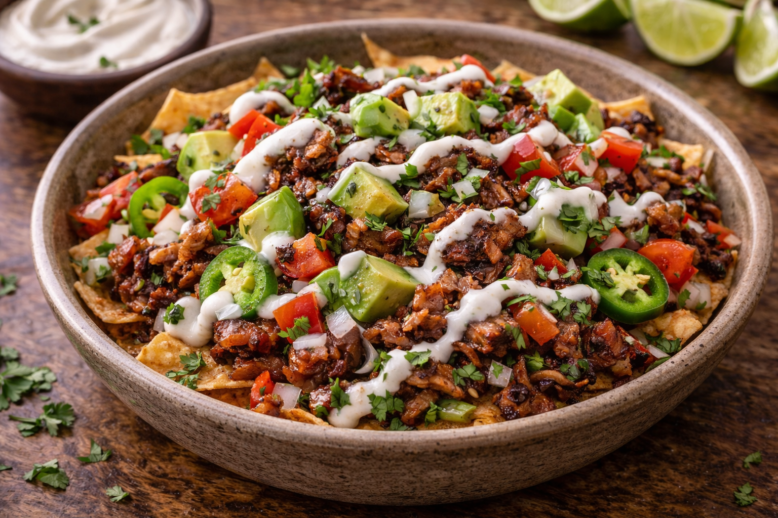 Smoked Brisket Taco Bowls with Lime Crema