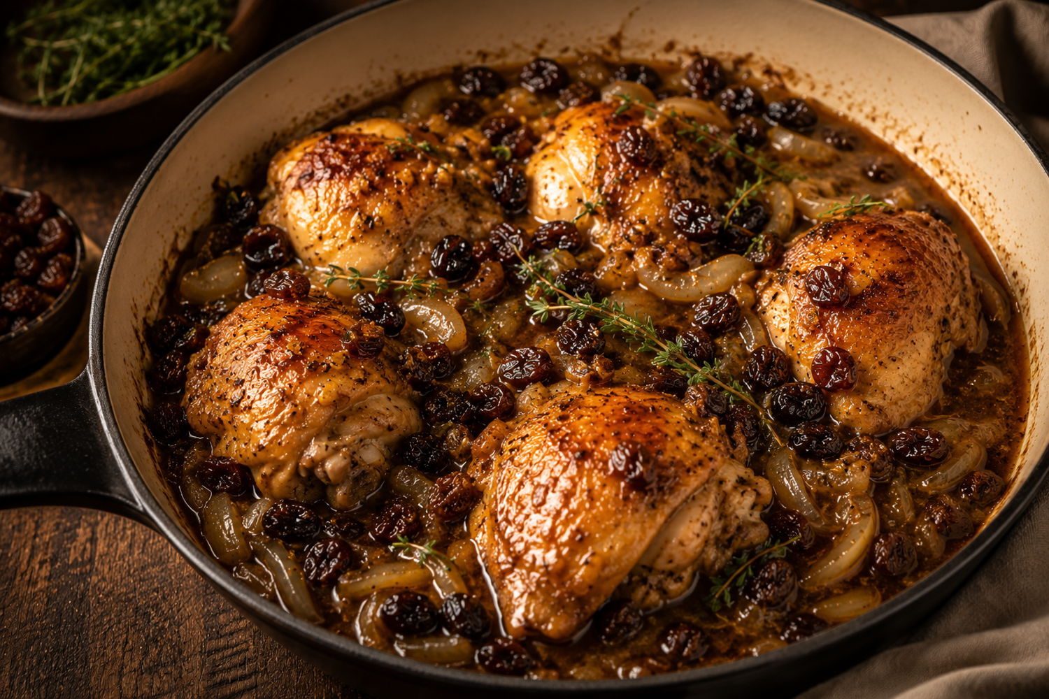 Braised Chicken with Raisins