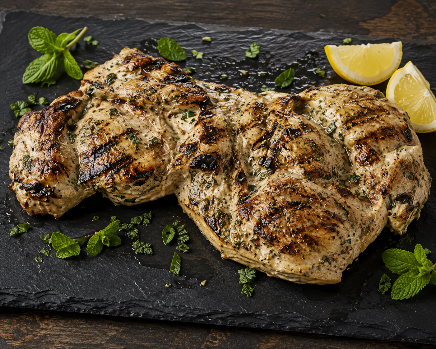 Butterflied Leg of Lamb Marinated in Yogurt and Mint