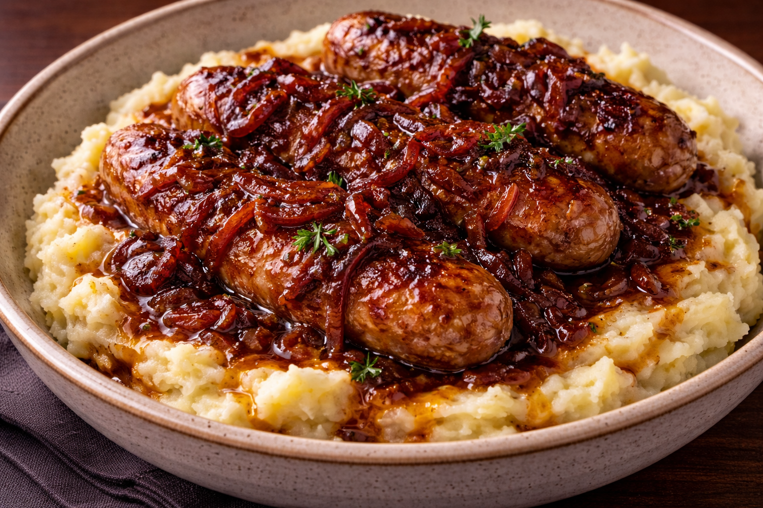 Sticky Onion Marmalade Sausages