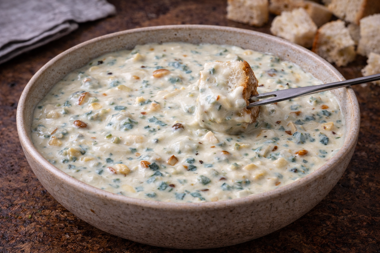 Roquefort and Almond Sauce for Fondue