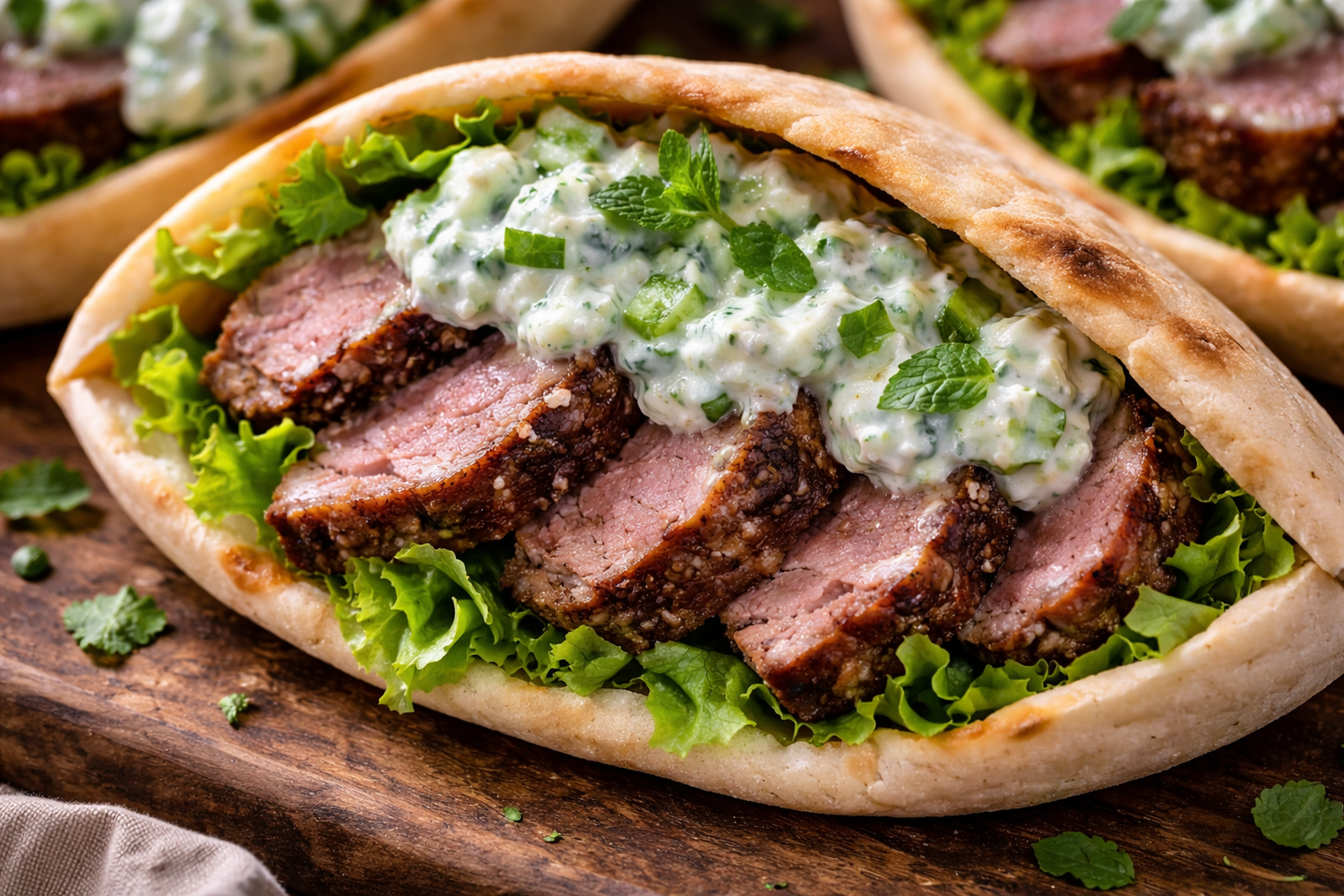 Lamb, Yogurt and Mint Pittas