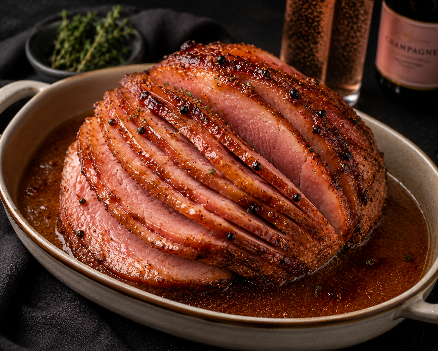 Baked Ham with Pink Champagne