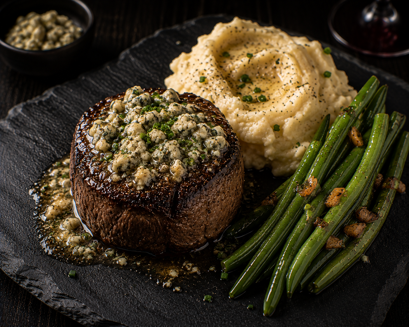 Filet Mignon with Blue Cheese Topping