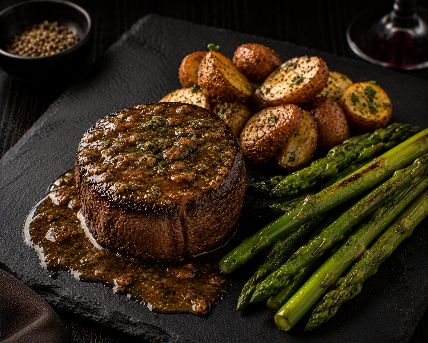 Filet Mignon with Cognac & Herb Sauce
