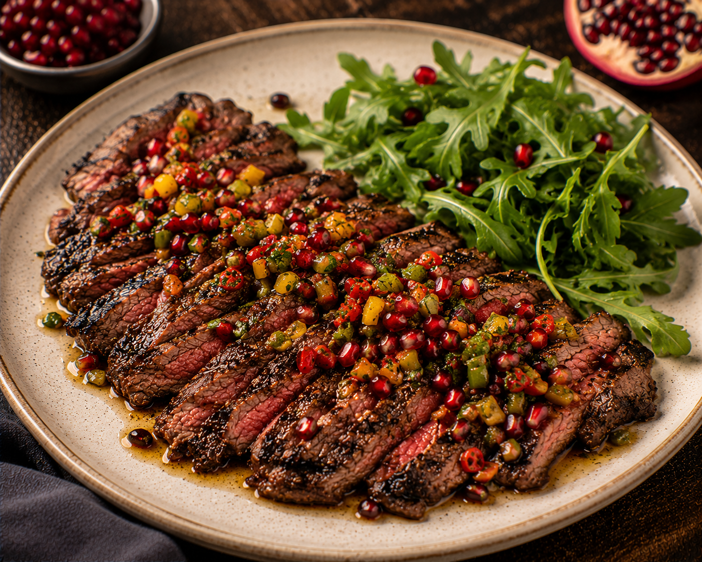 Three-Pepper Pomegranate Skirt Steak