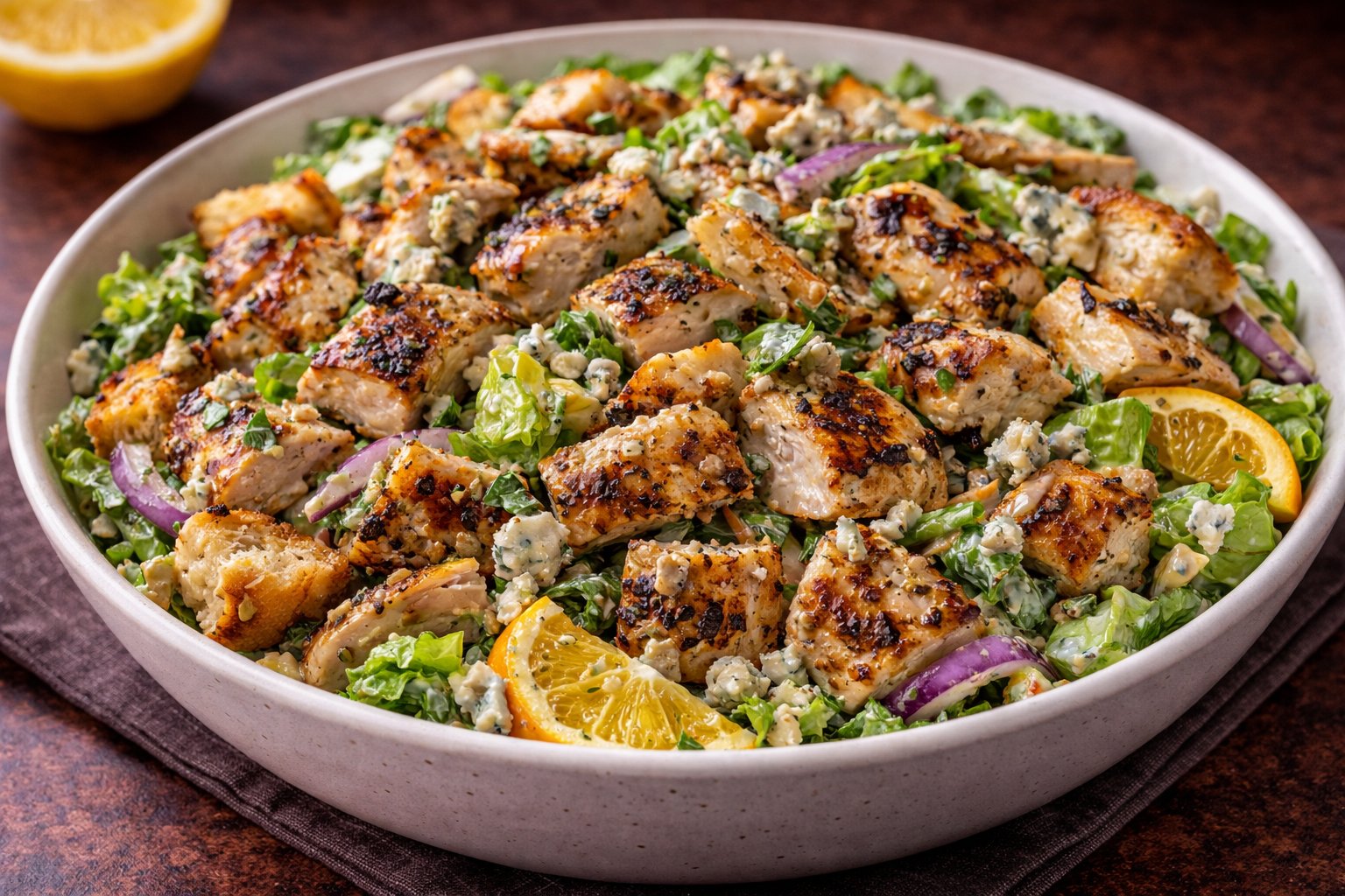 Blue Cheese Caesar Salad with Grilled Chicken