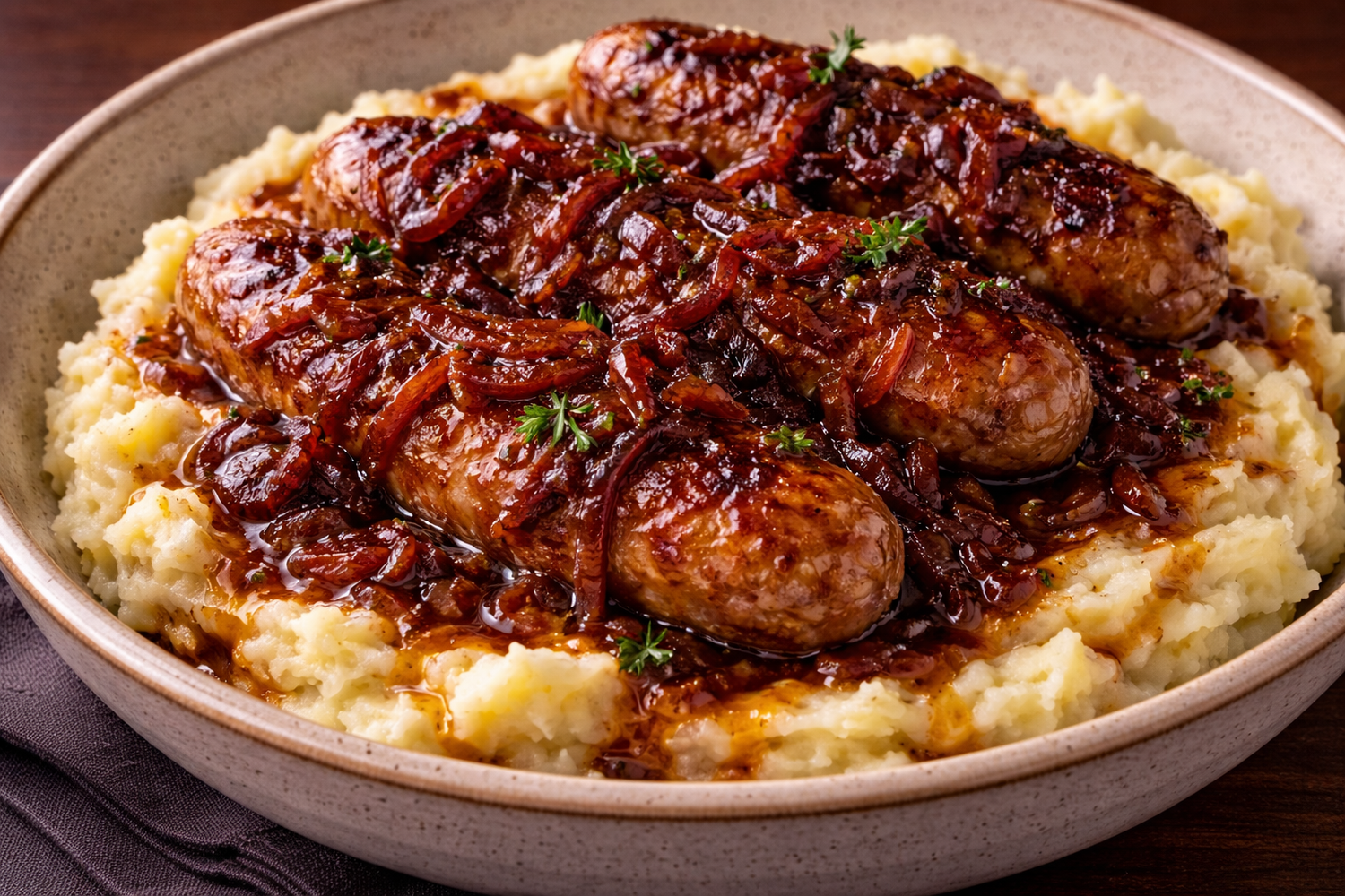 Sticky Onion Marmalade Sausages