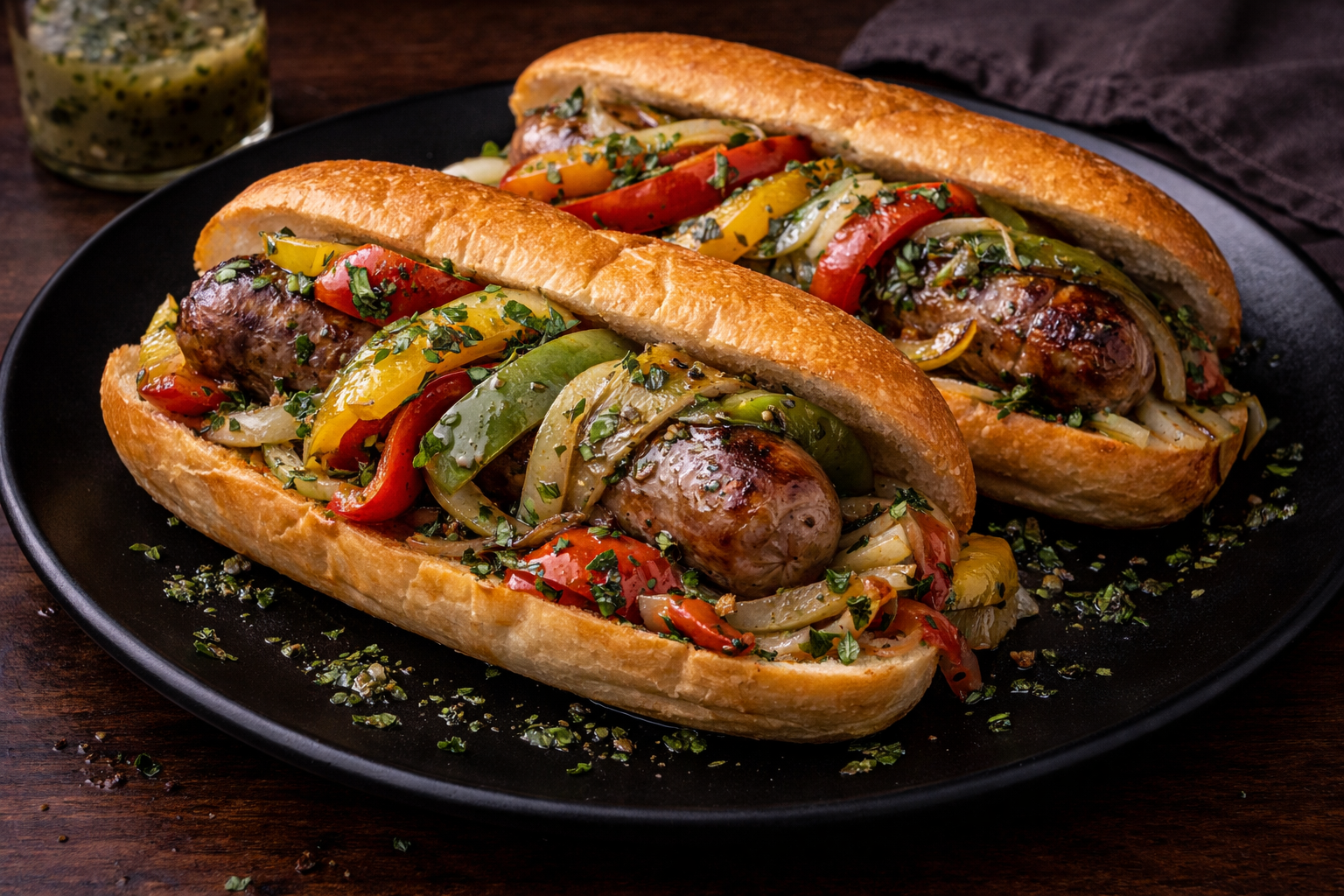 Sausage, Pepper, and Onion Hero Sandwiches