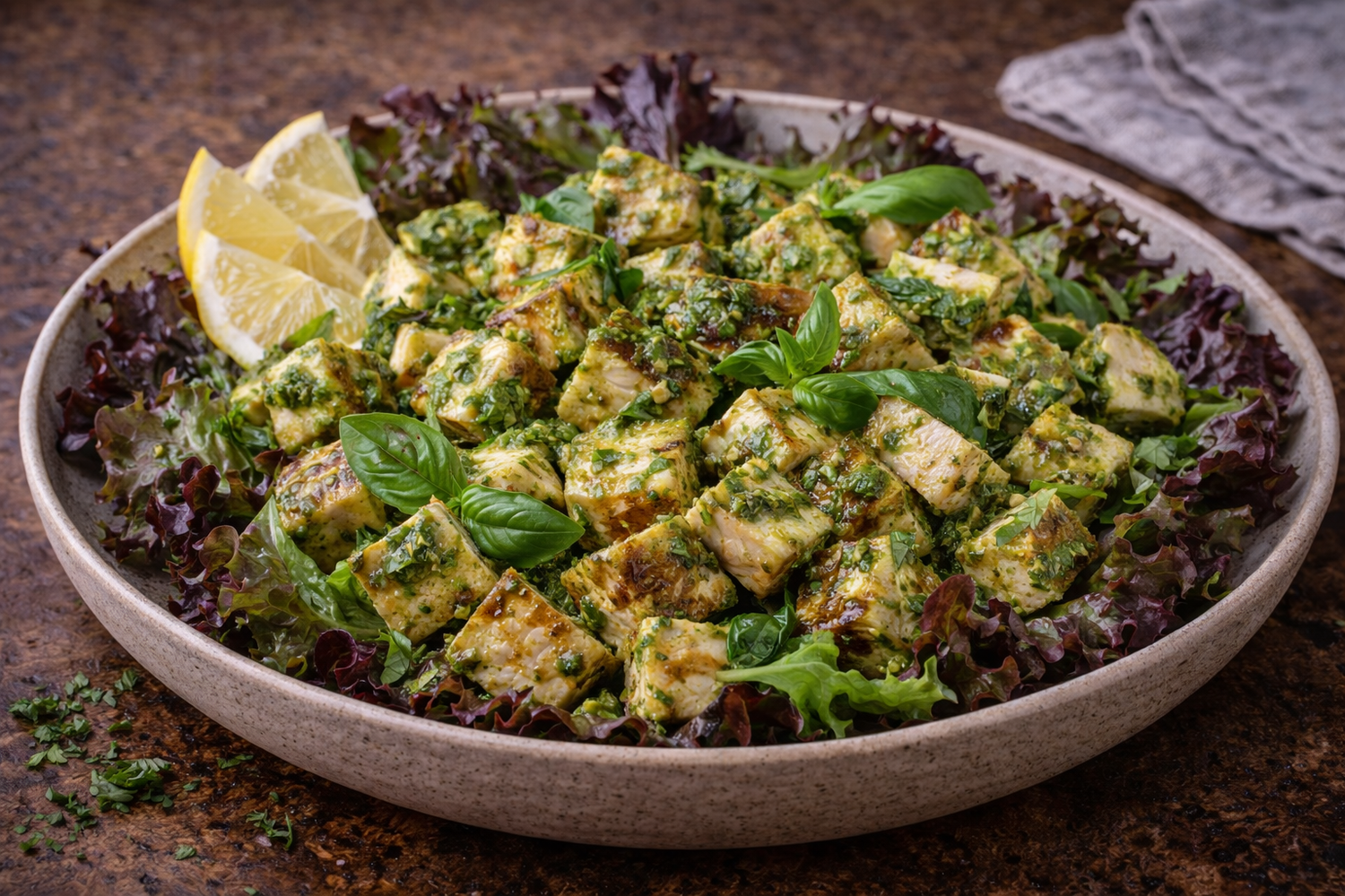 Cold Basil Pesto Chicken Salad