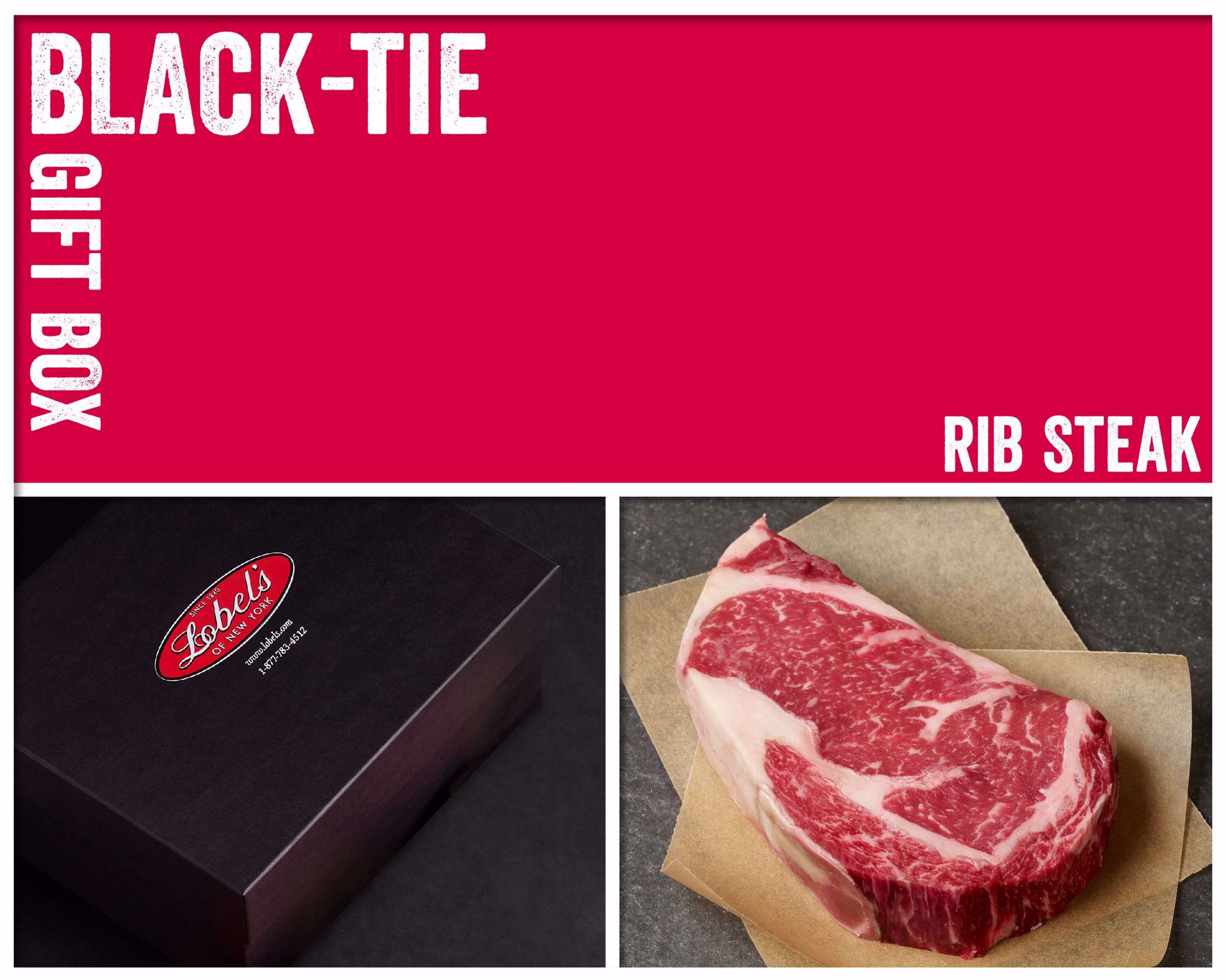 Black-Tie Gift Box: 2 (16 oz.) USDA Dry-Aged Prime Boneless Rib Steaks 