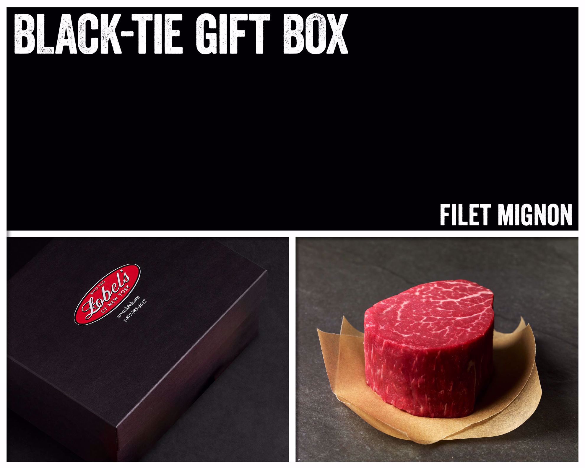 Black-Tie Gift Box: 4 (10 oz.) USDA Prime Filet Mignons